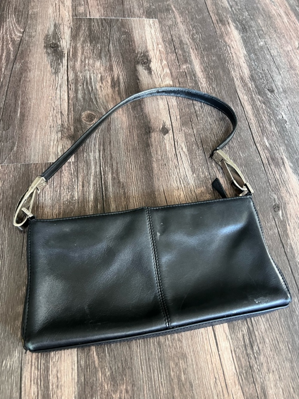 Classic Black Leather Shoulder Bag
